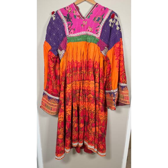 Vintage Handmade Beaded Embroidered Afghan Tribal Kuchi Dress - Picture 2 of 12